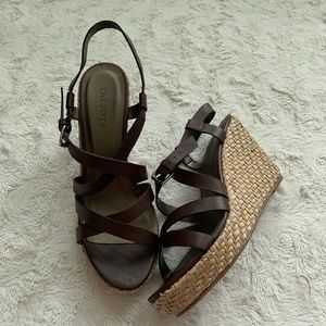 Talbots Summer Brown Coffee NIB Wedges 10 M Sandals